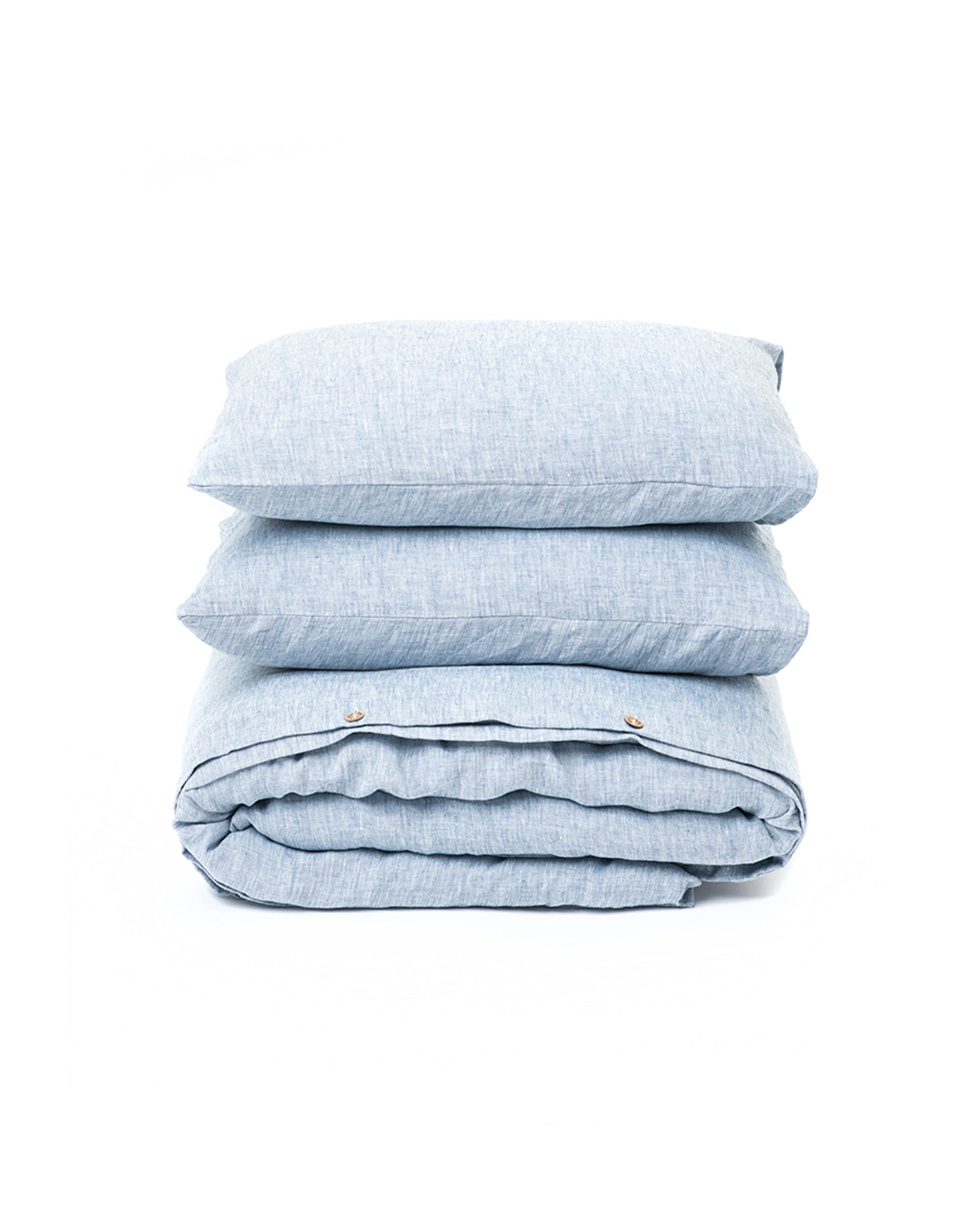 Blue melange linen duvet cover set (3 pcs)