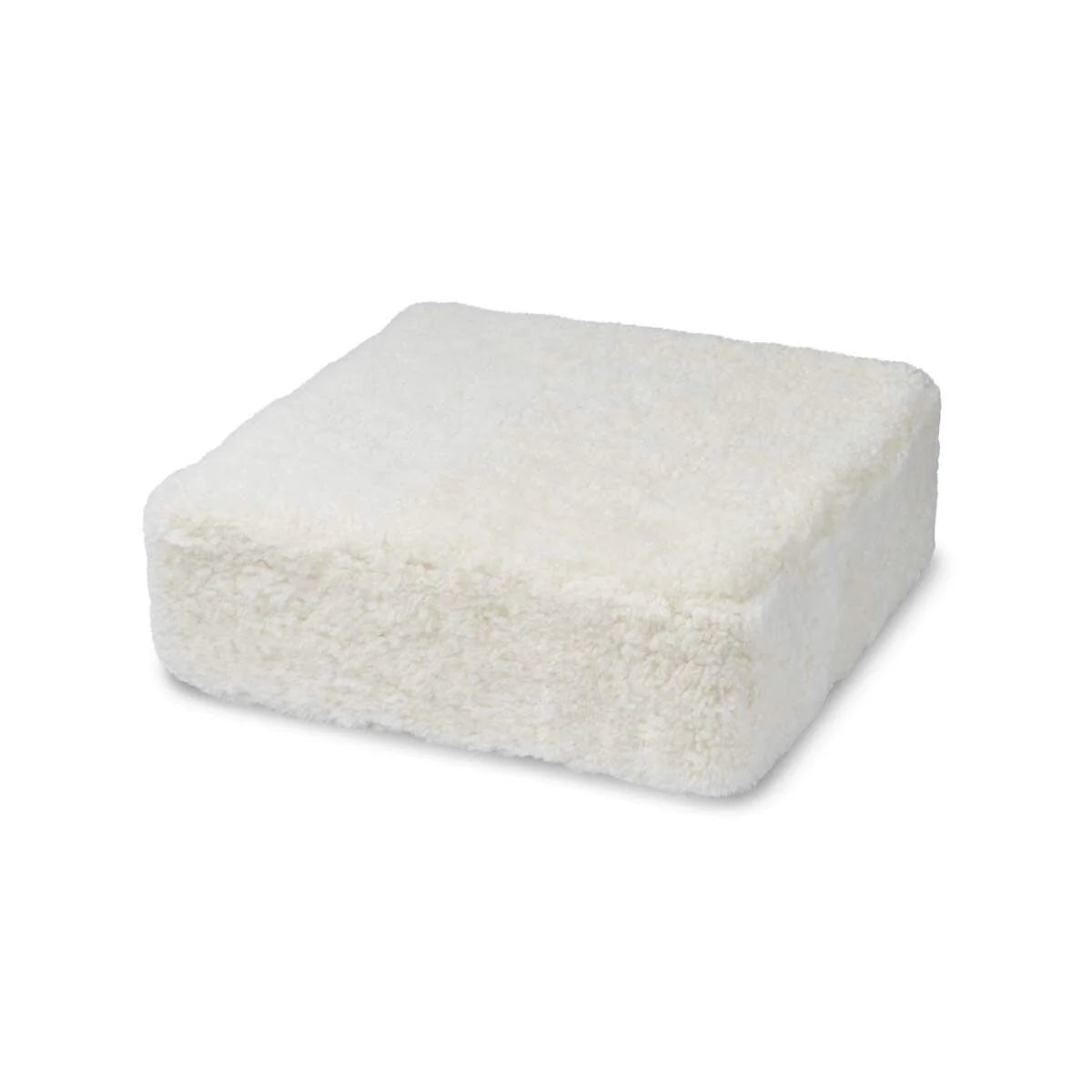 Short Wool Curly Sheepskin Pouf