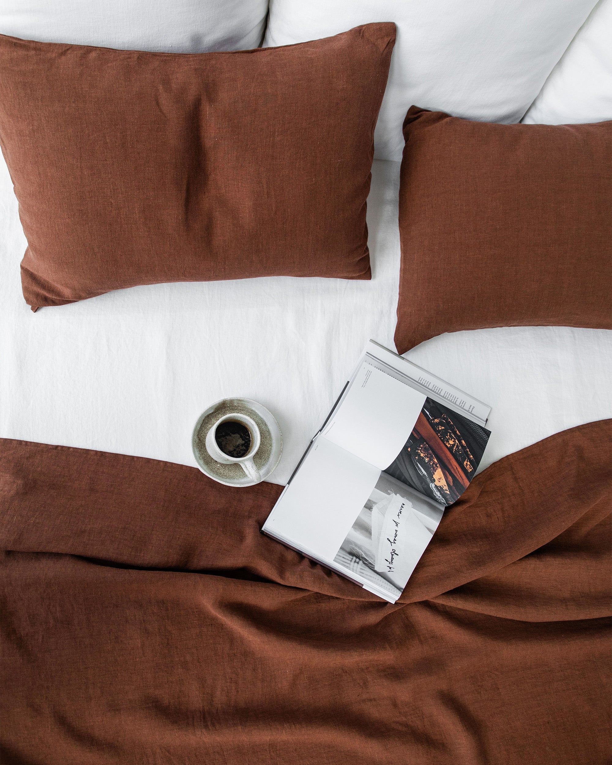 Chocolate brown linen pillowcase