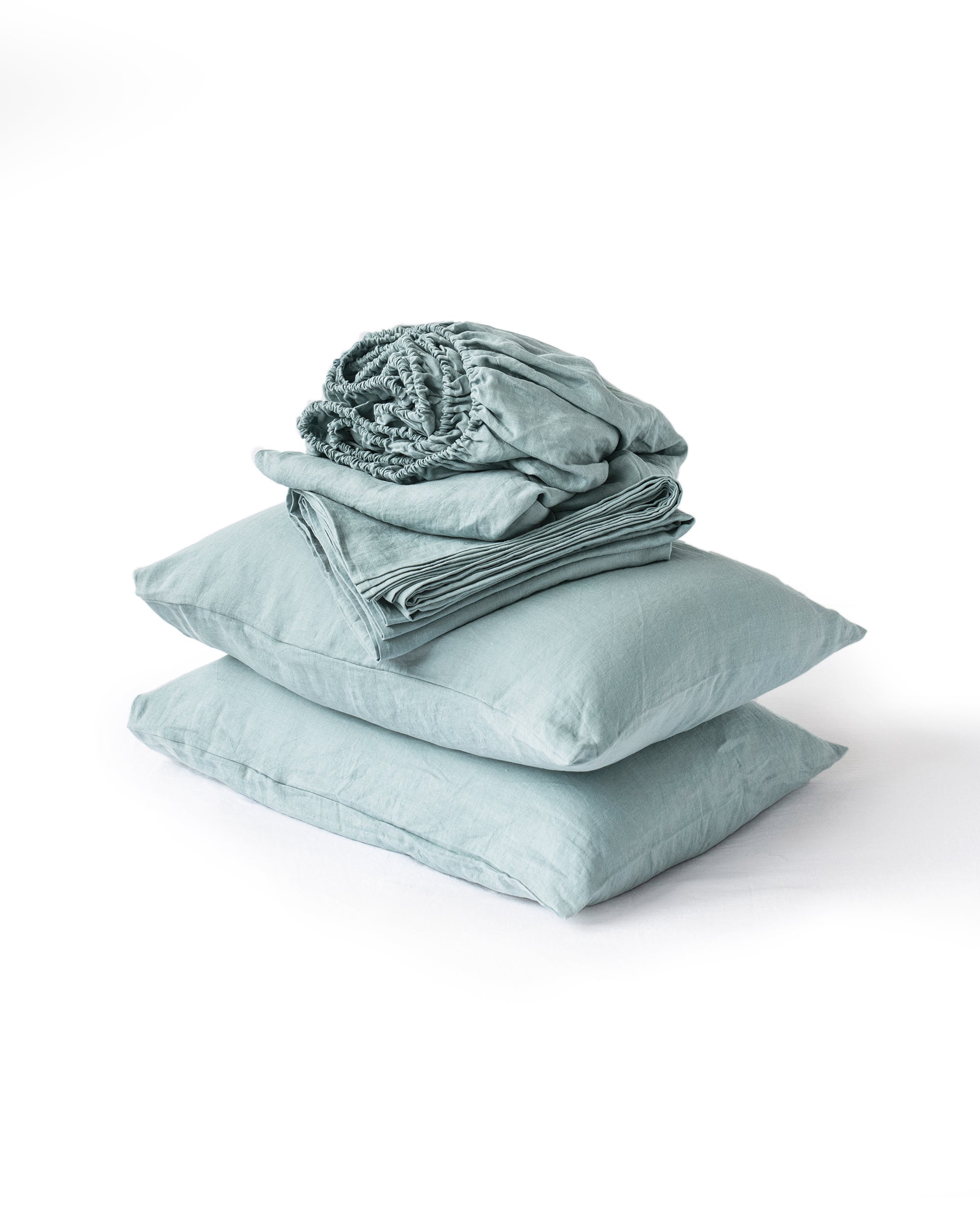 Dusty blue linen sheet set (4 pcs)
