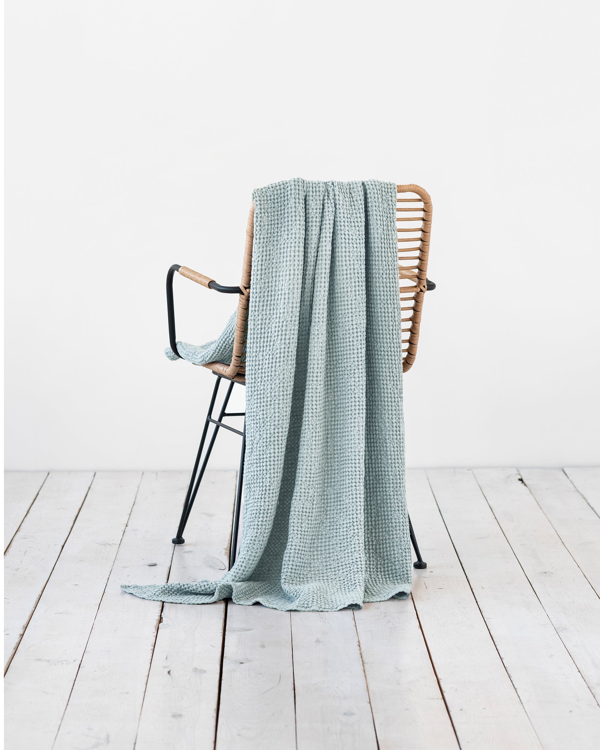 Dusty blue waffle throw