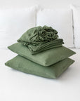 Forest green linen sheet set (4 pcs)
