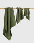 Forest green green waffle towel set (3 pcs)