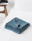 Gray blue linen flat sheet