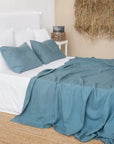 Gray blue linen flat sheet