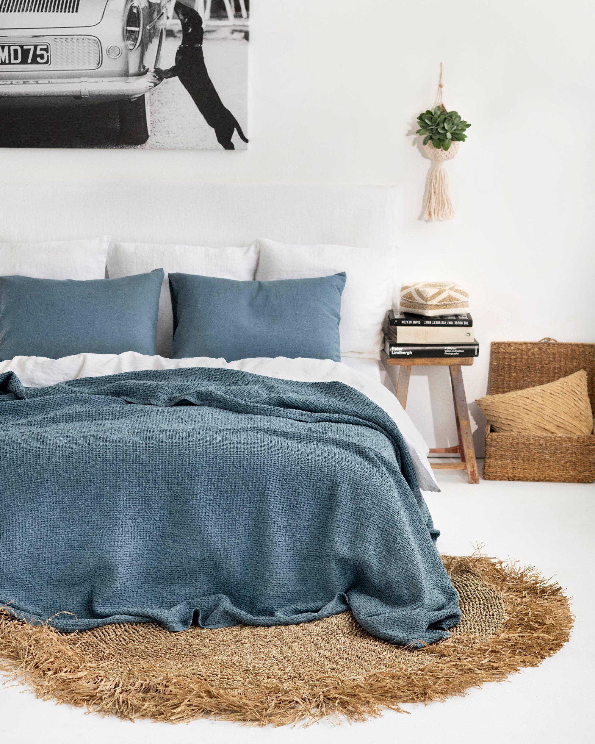 Gray blue waffle blanket