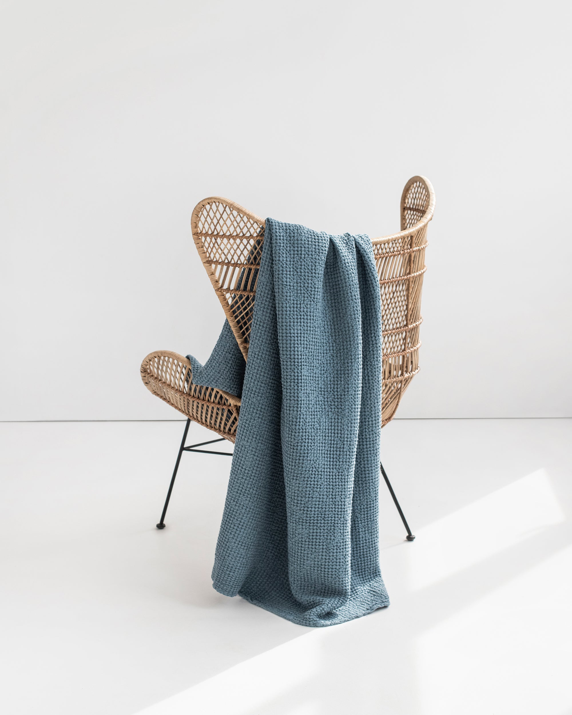 Gray blue waffle throw
