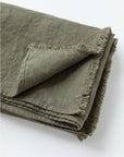 Heavyweight linen throw blanket in Dark green