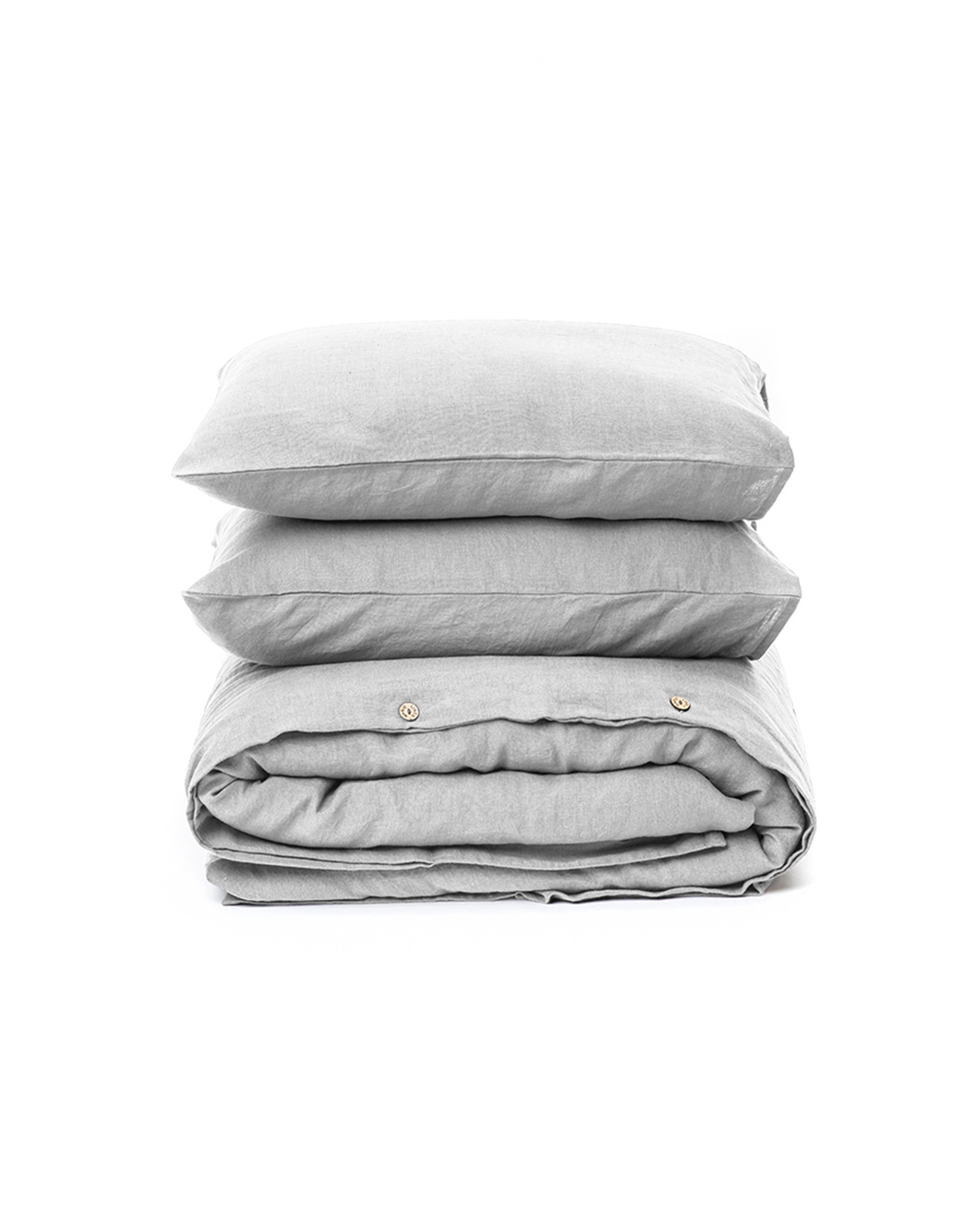 Light gray linen duvet cover set (3 pcs)
