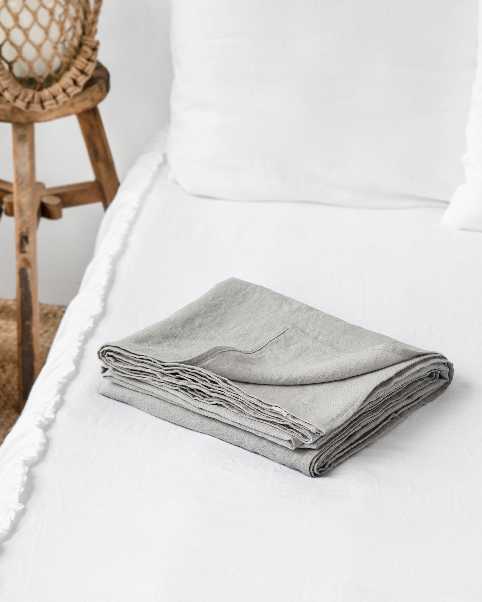 Light gray linen flat sheet