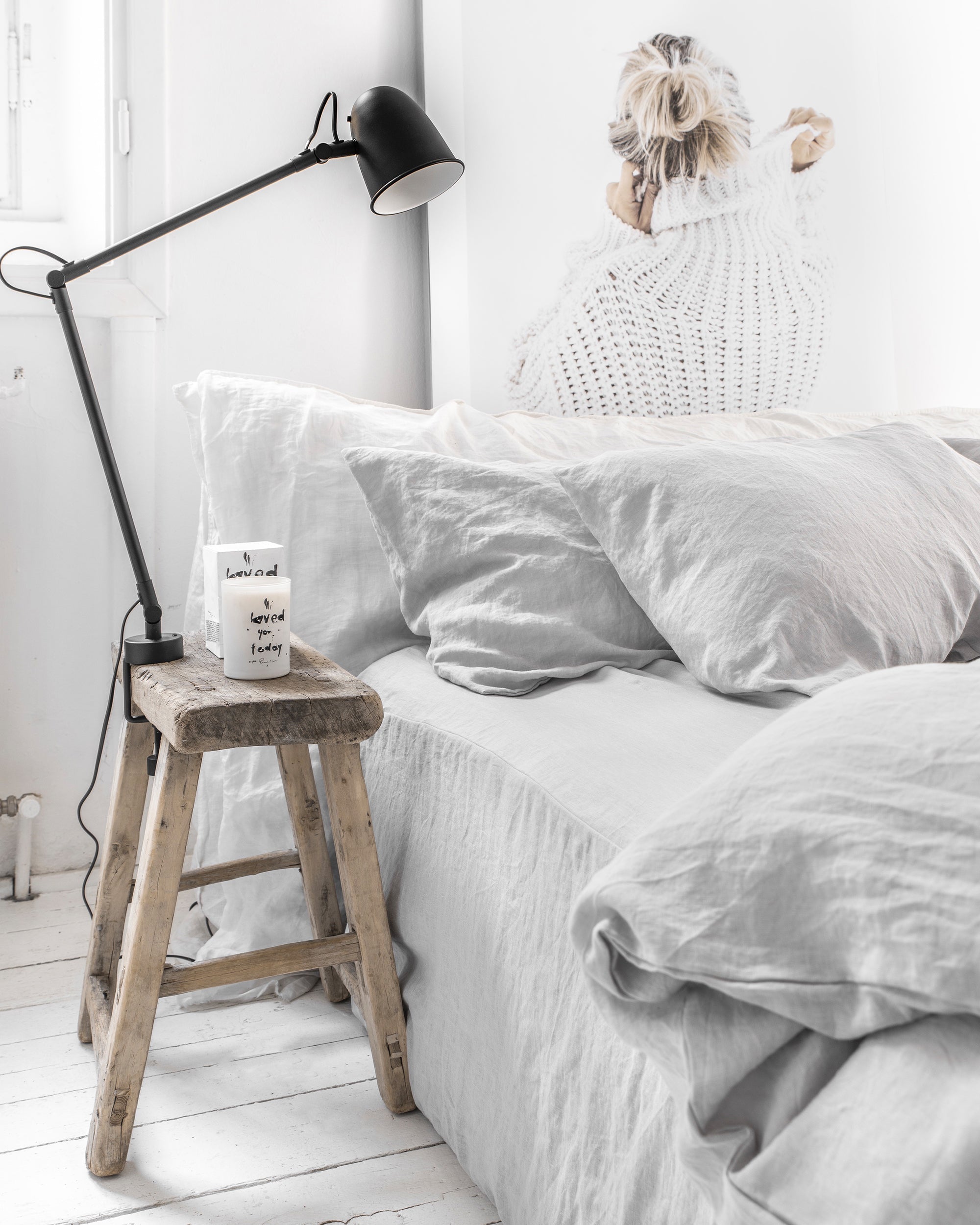 Light gray linen pillowcase