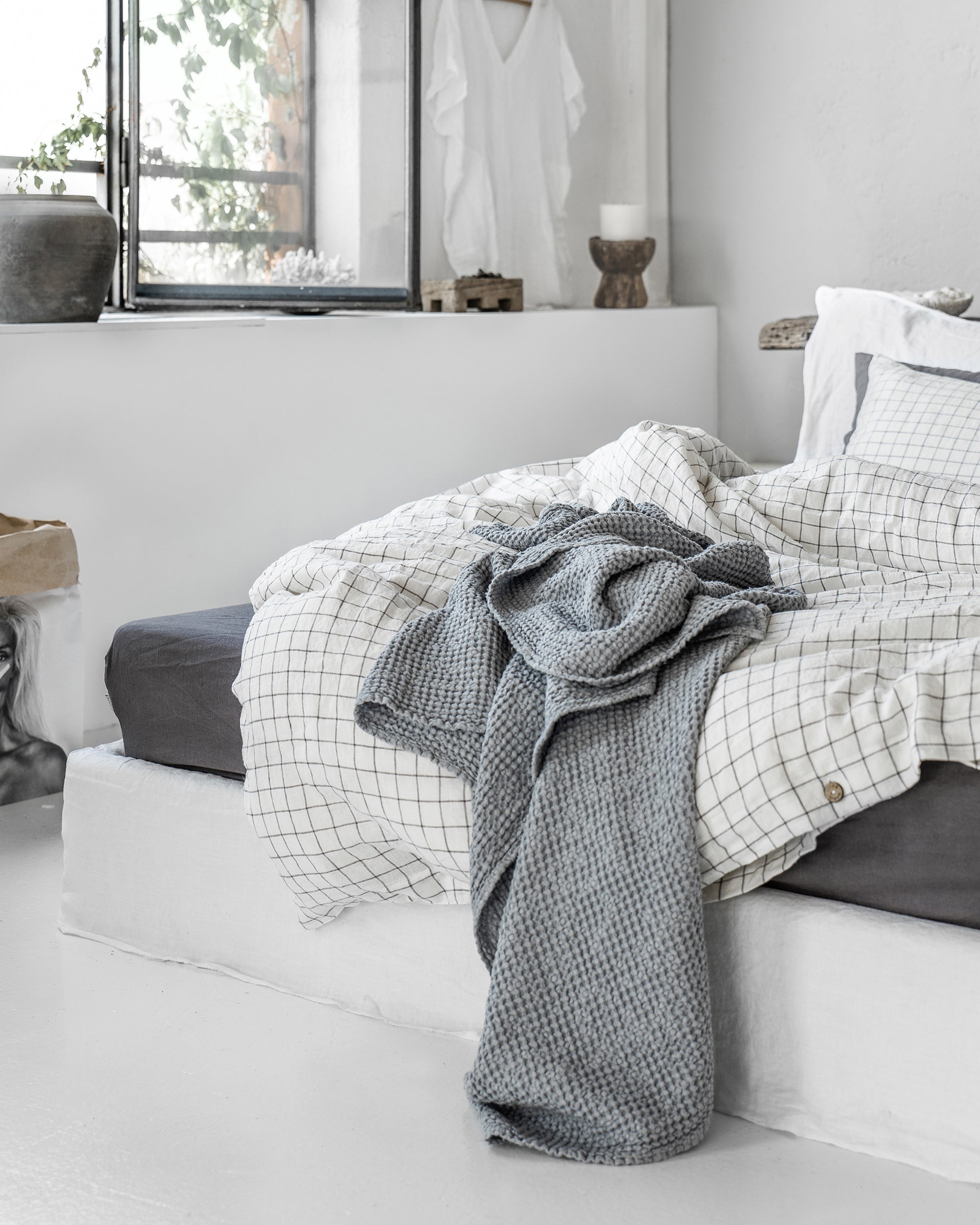 Light gray waffle blanket
