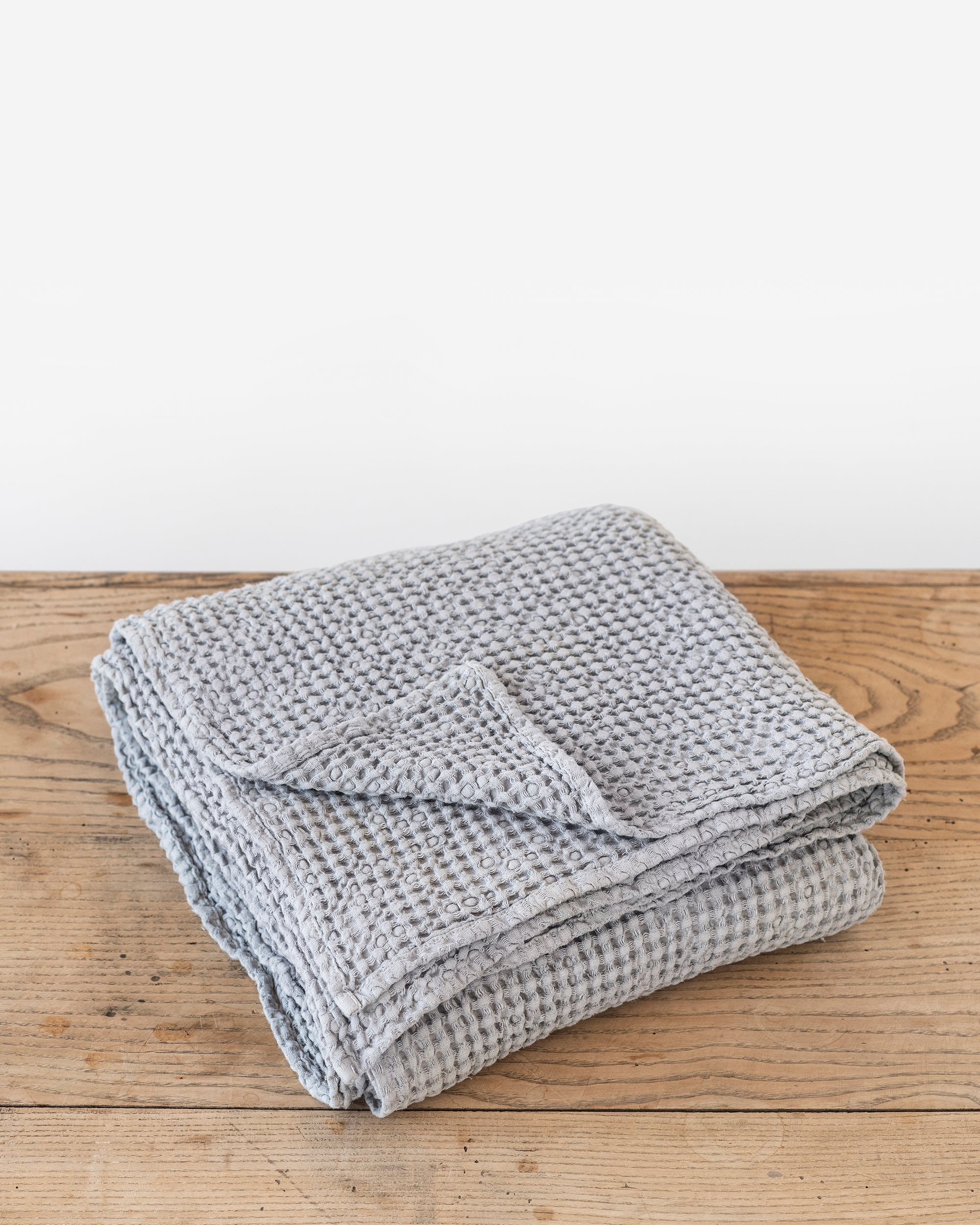 Light gray waffle throw