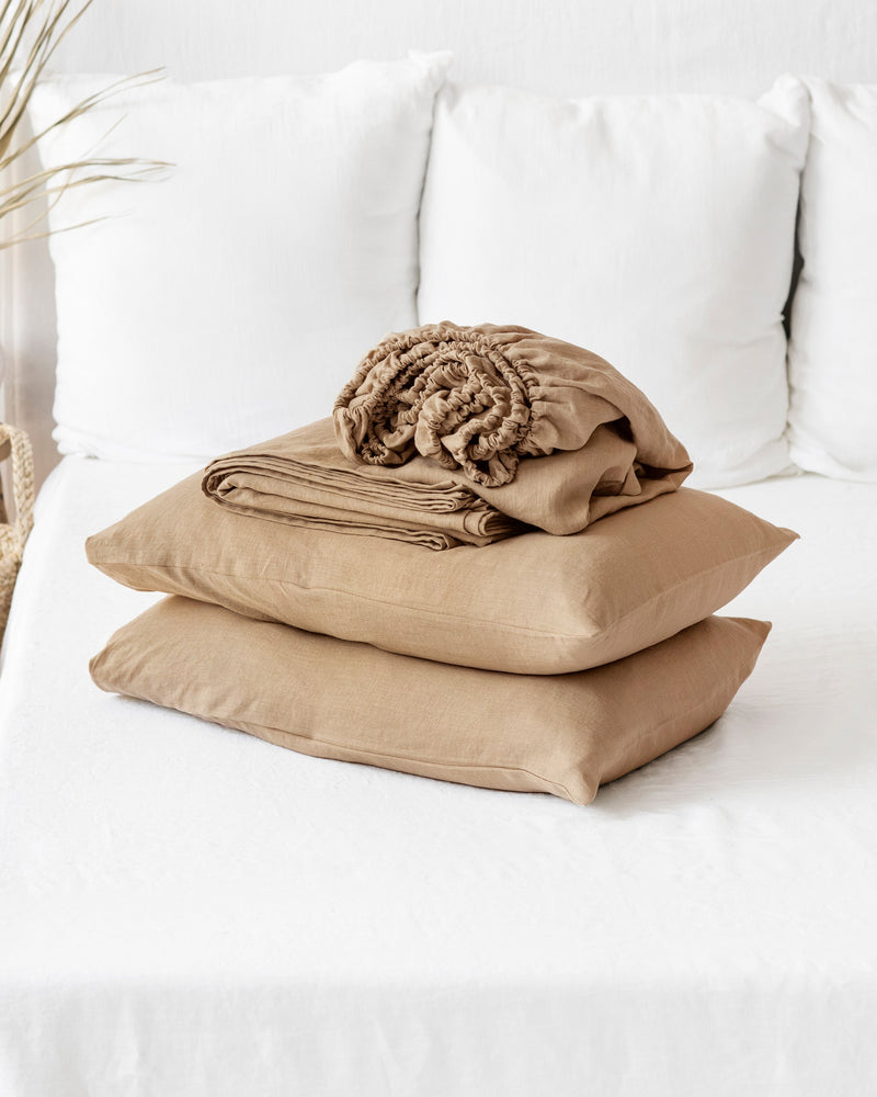 Latte linen sheet set (4 pcs)