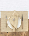 Sandy beige linen napkin set of 2