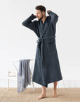 Men's waffle robe in Dark gray