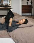 Mocha linen duvet cover