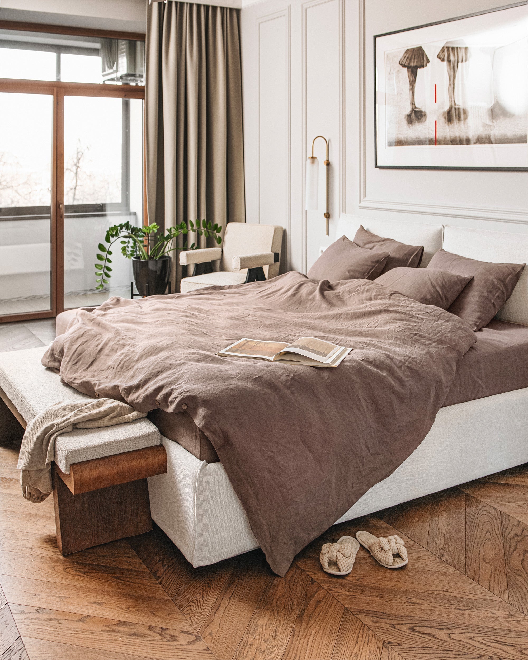 Mocha linen duvet cover