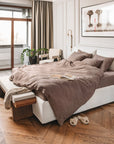 Mocha linen duvet cover set (3 pcs)
