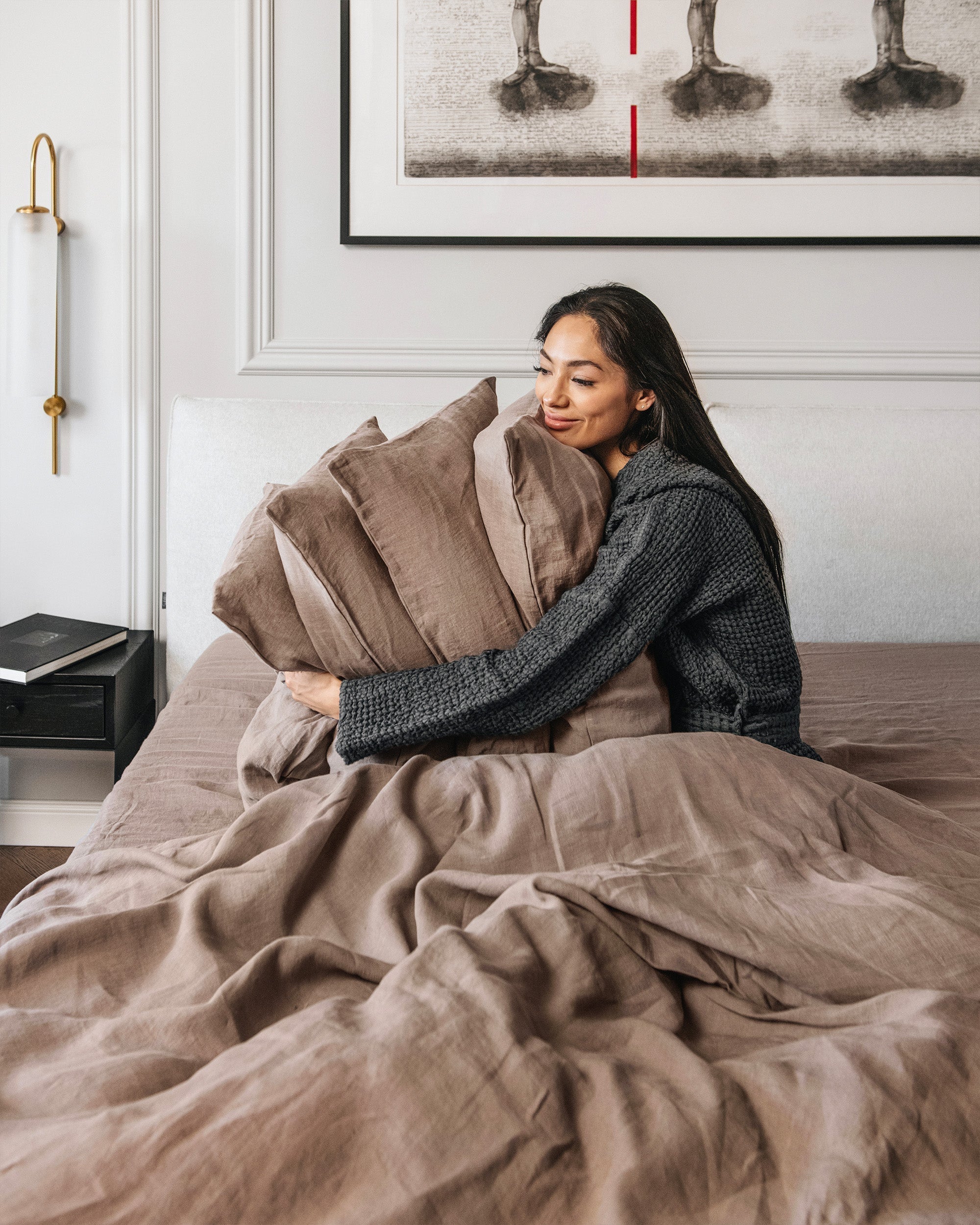 Mocha linen duvet cover