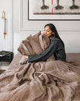 Mocha linen duvet cover