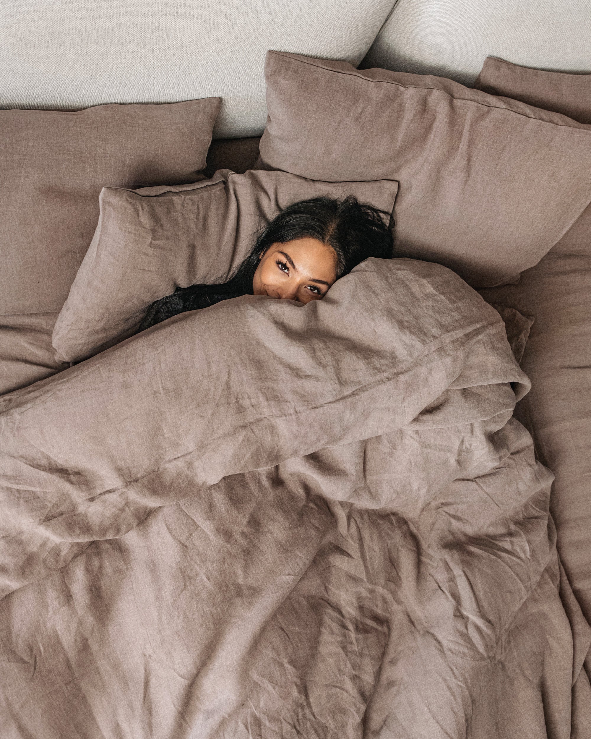 Mocha linen duvet cover set (3 pcs)