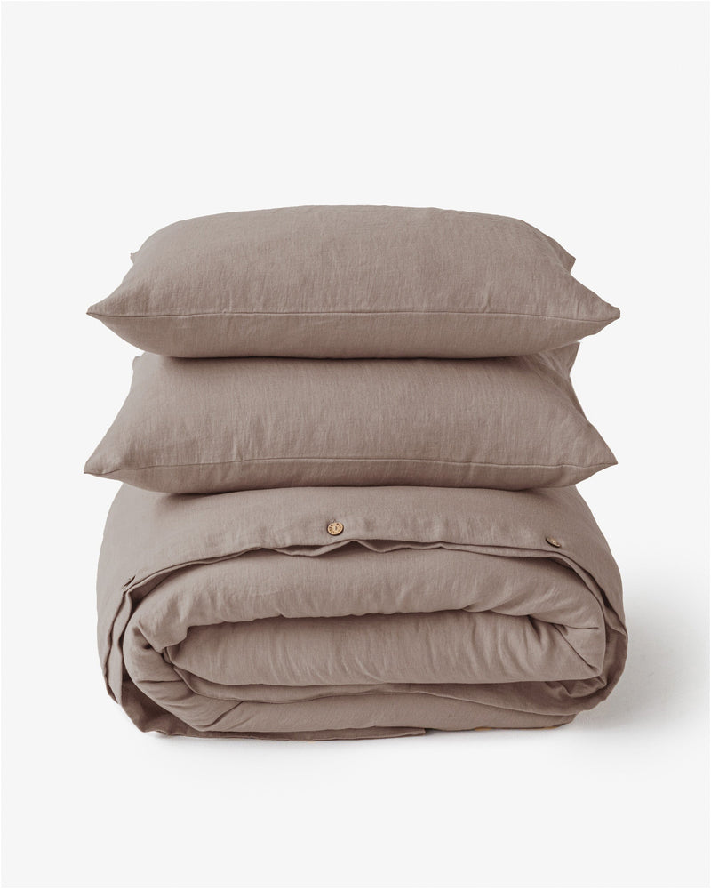 Mocha linen duvet cover set (3 pcs)