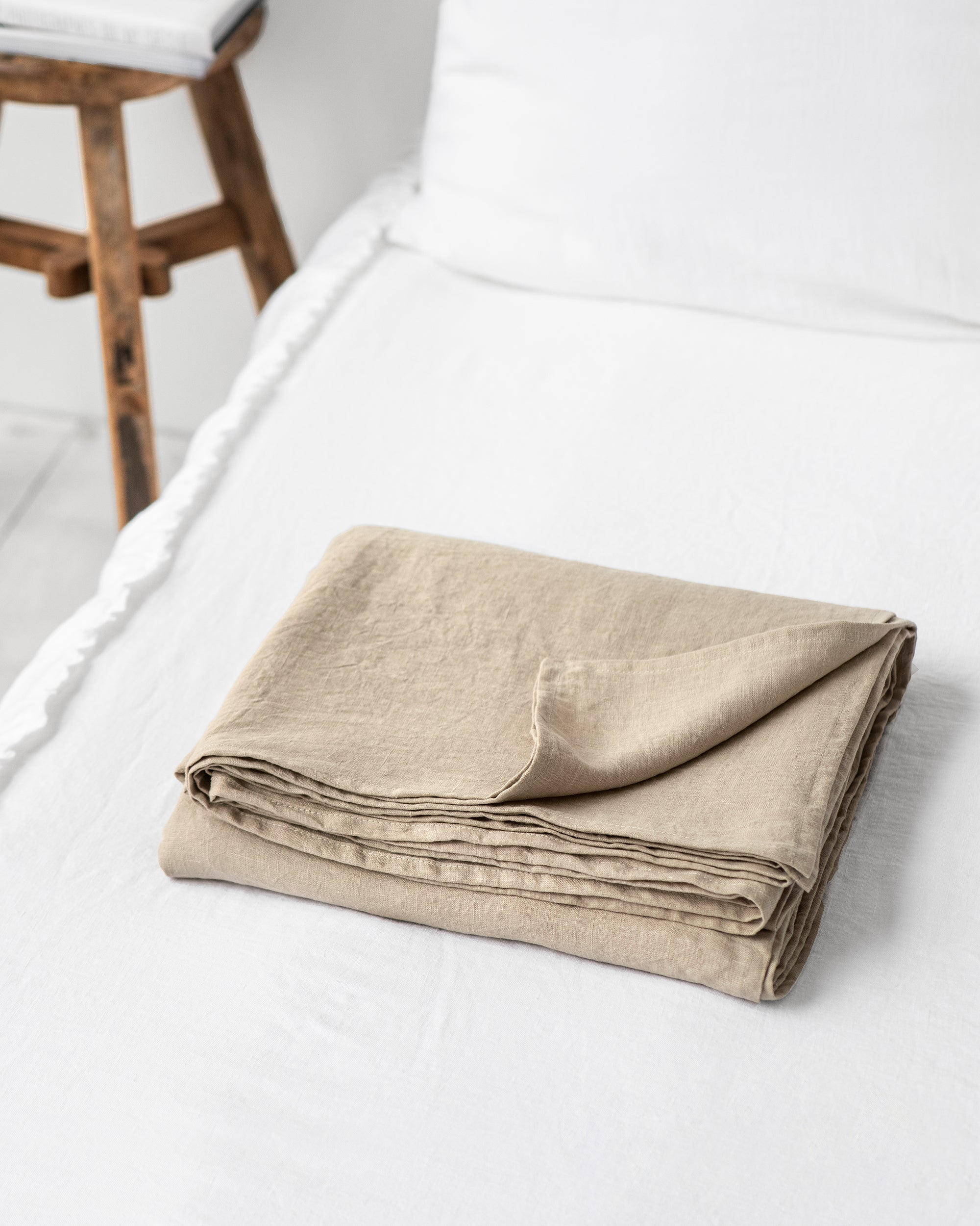 Natural linen flat sheet