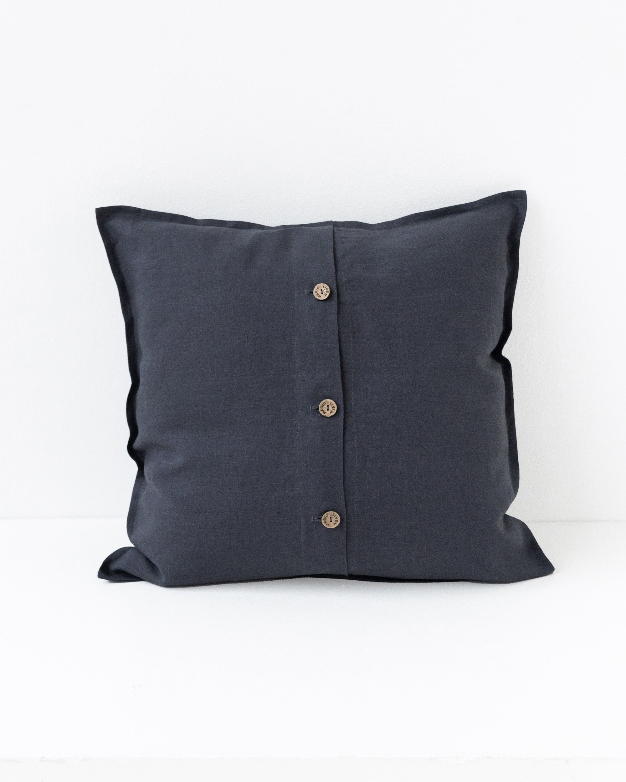 Pillow cover with buttons in Charcoal gray