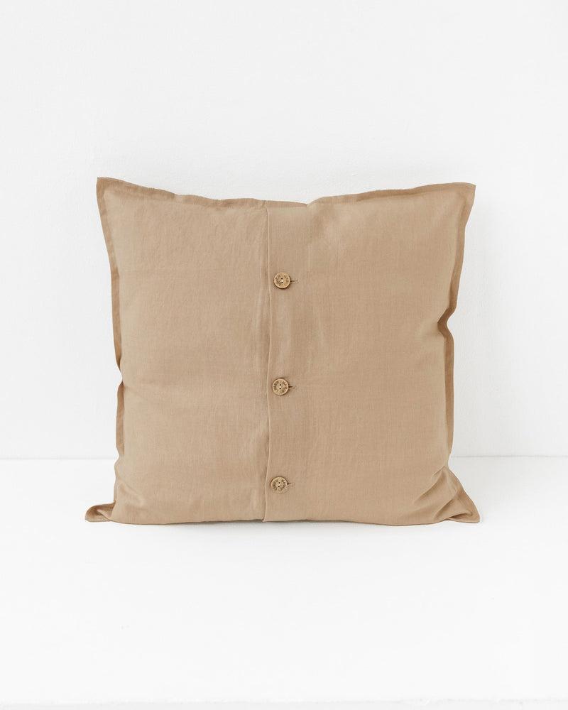 Magic Linen Pillow cover with buttons in Latte