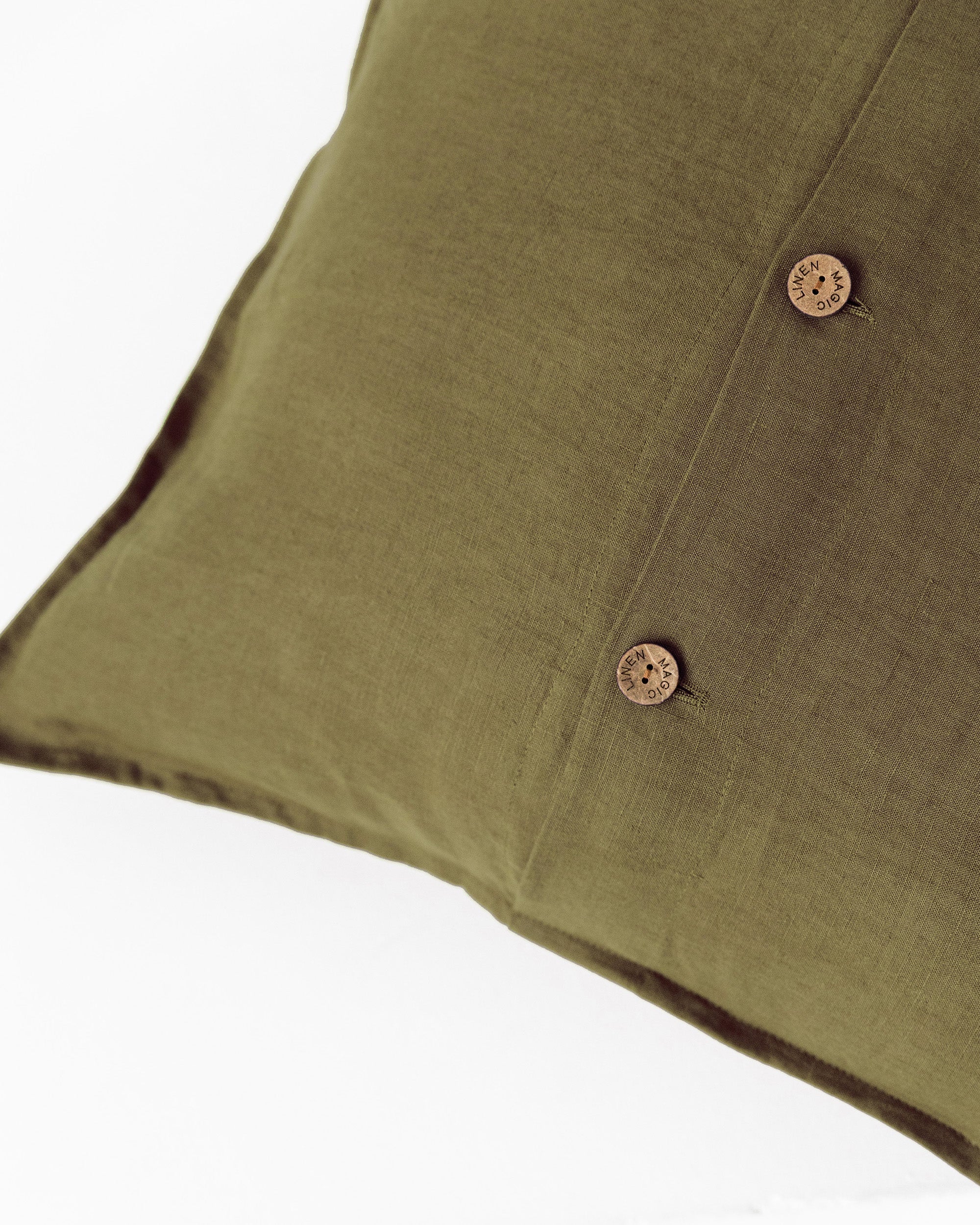 Pillow cover with buttons in Olive green