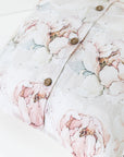 Pillow cover with buttons in Pastel peonies print
