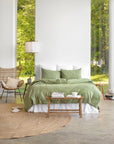 Sage linen-cotton duvet cover