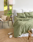 Sage linen-cotton duvet cover set (3 pcs)