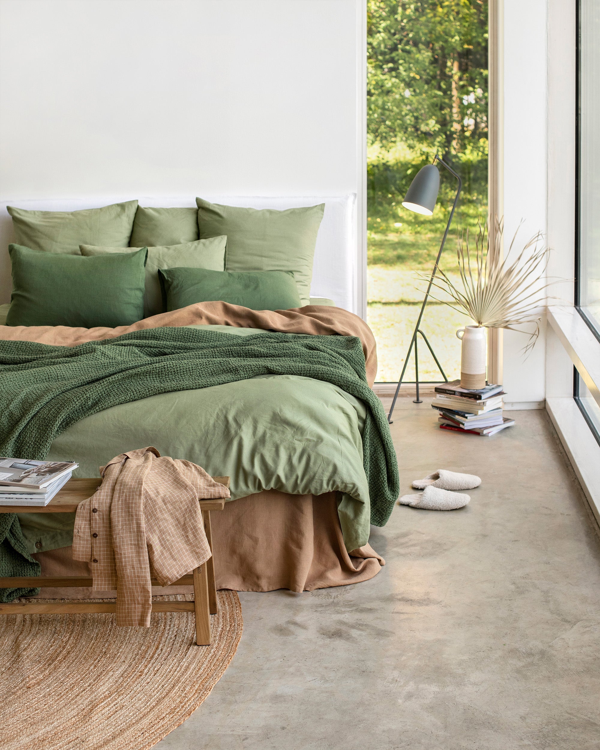 Sage linen-cotton duvet cover set (3 pcs)