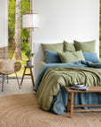 Sage linen-cotton pillowcase