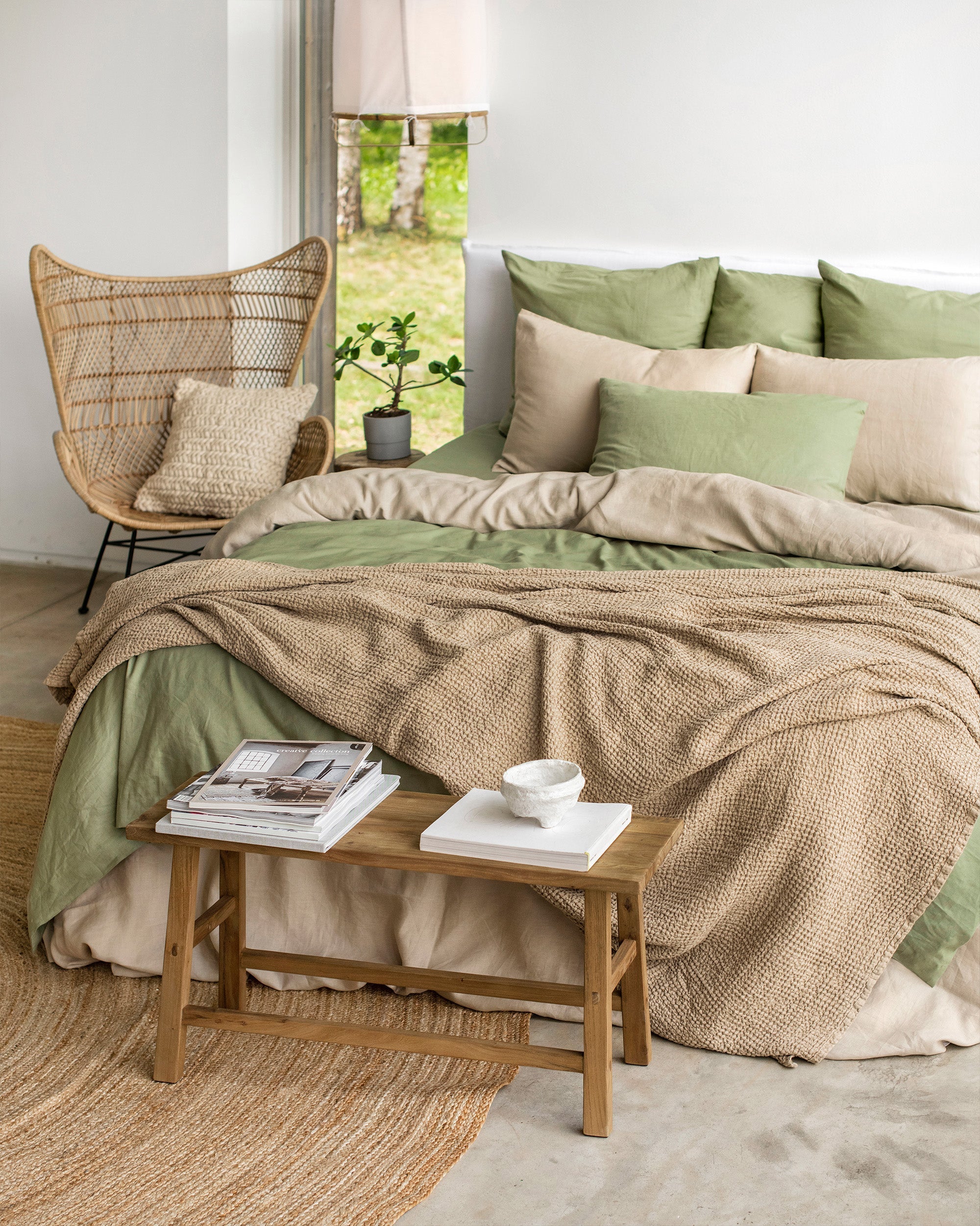 Sage linen-cotton duvet cover set (3 pcs)