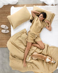 Sandy beige linen duvet cover