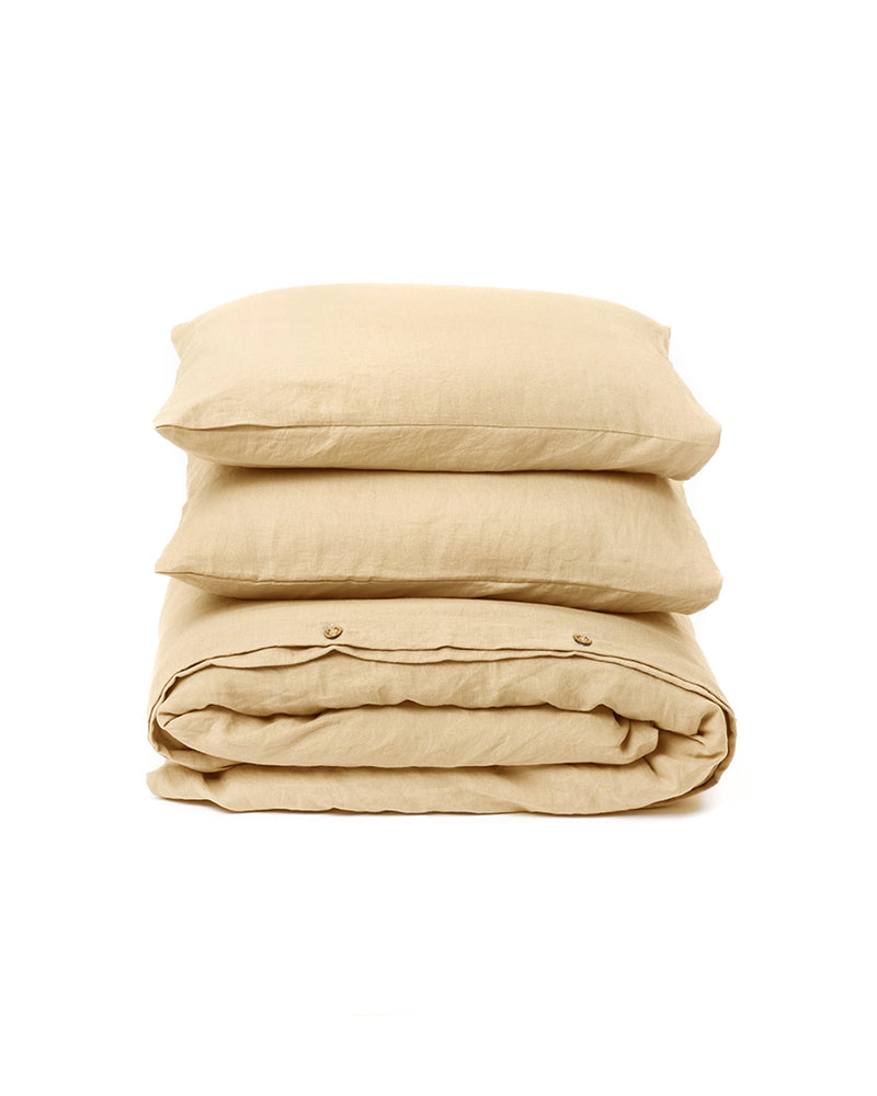 Sandy beige linen duvet cover set (3 pcs)