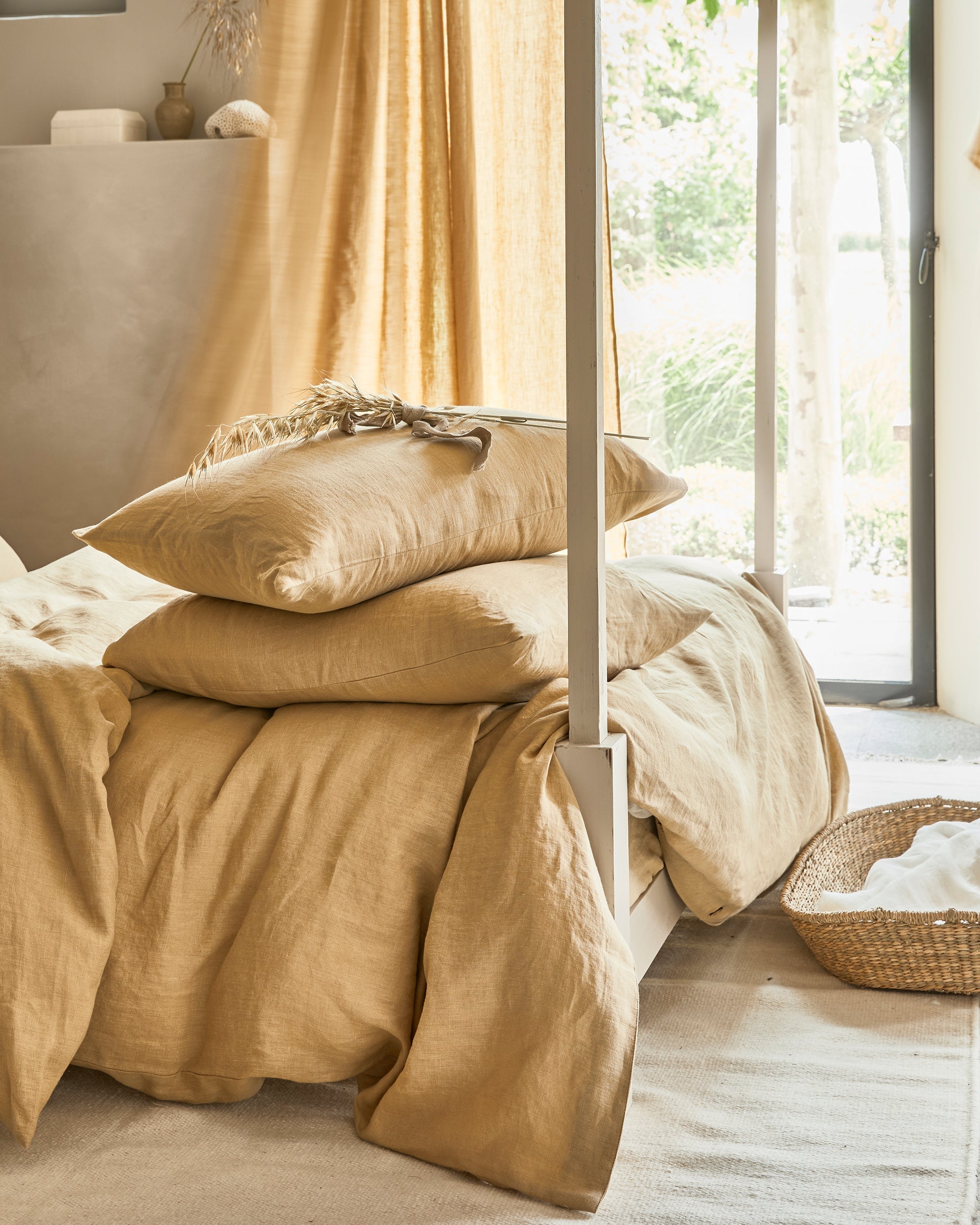 Sandy beige linen duvet cover set (3 pcs)