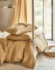 Sandy beige linen fitted sheet