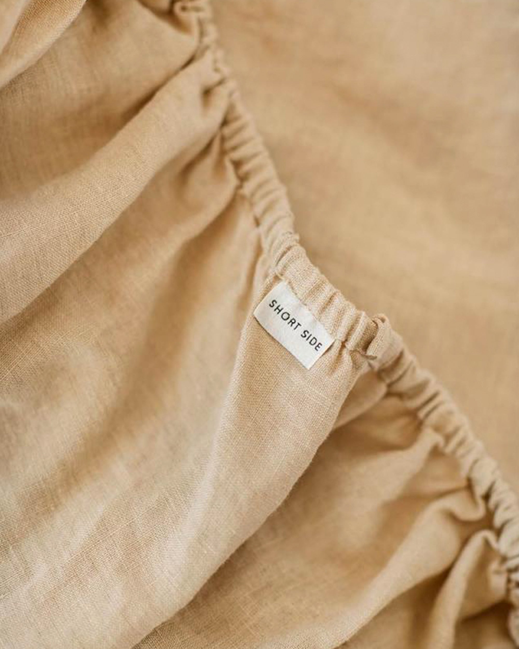 Sandy beige linen fitted sheet