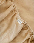 Sandy beige linen fitted sheet