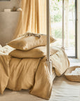 Sandy beige linen pillowcase