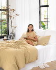 Sandy beige linen pillowcase
